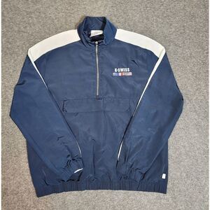 K-Swiss Forever 21 Men’s Track Pullover Jacket Navy White XL Logo Flags Retro.